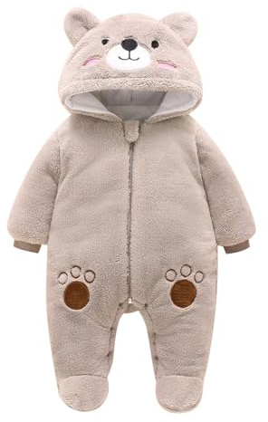 Combinaison de Neige pour Nouveau-né Fermeture éclair - à Manches Longues Pyjama Rompers Salopette One-Piece volantées Onesies Floral Bowknot Body Bébé Grenouillères avec Bonnet