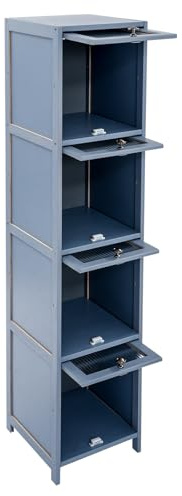 Legwfdthy Armario de almacenamiento de 4 pisos con puerta plegable, pequeño organizador estrecho, armario de esquina, puertas plegables altas para dormitorio, cocina, salón, estudio, salón de belleza