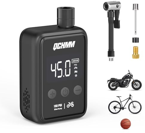 Mini Bike Pump Electric, Portable Bicycle Pump with Gauge, 120PSI Bike Tire Air Pump with Presta and Schrader Valve for Bikes, E-bike, Auto Off