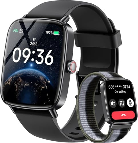 Gydom Orologio da polso da uomo e da donna con funzione telefonica, 1,85, HD, touch con fitness tracker, frequenza cardiaca/spO2/monitor sonno/contapassi, IP68, impermeabile (ossidiana nero)