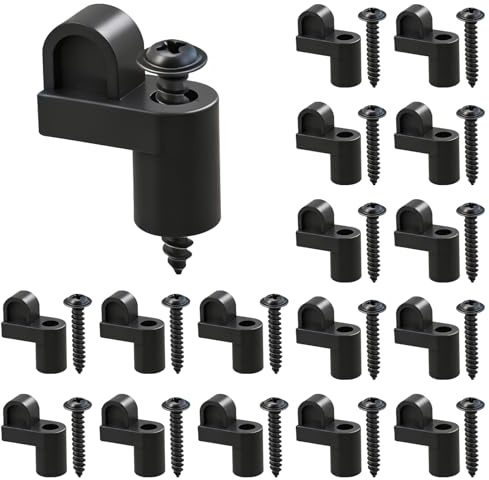 16 Pack 3/8 in Nylon Window Screen Clip with Screws,Offset Design Fastens Securely for Winter Air Conditioner Covers, Storm Windows, Screen Doors & Storm Panels, Durable Black