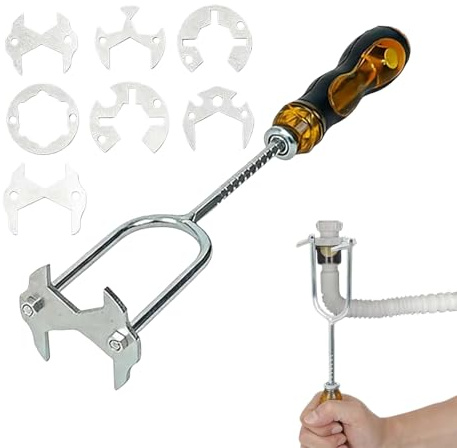 Set di chiavi inglesi per rubinetti – Utensili per sanitari versatili, di sostituzione multitesta, dispositivo di installazione compatto, robusto kit di riparazione per lavabo, kit