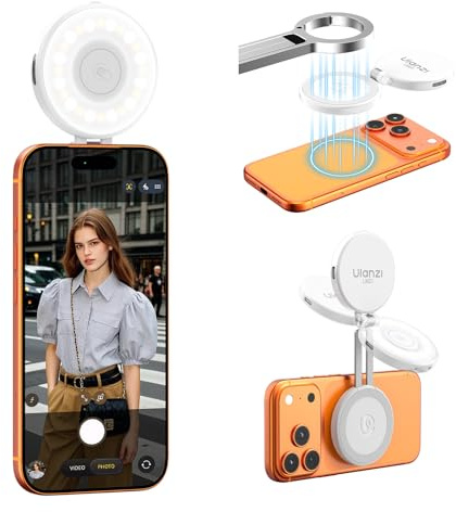 ULANZI LM21 Magnetiskt selfieljus, selfie ringljus för iPhones, mobiltelefon ringljus med 3 färgtemperaturer 2 500 – 8 500 k, LED selfie ring, fyllningsljus för selfies, videosamtal, konferenser