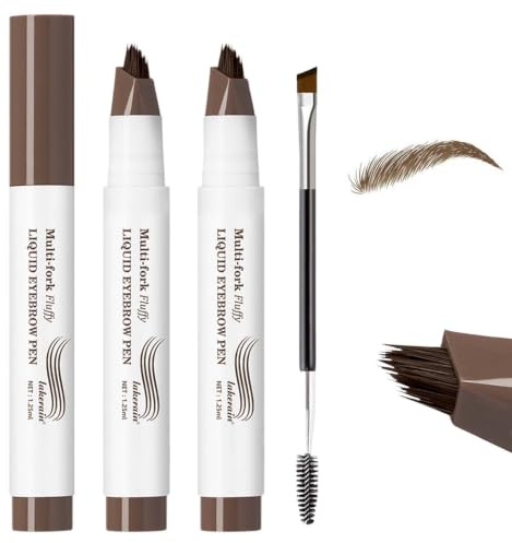 2 Unidades Lapiz Cejas Microblading, Lapiz Cejas, Lapizs Ceja Waterproof, Incluye Un Cepillos Para Ceja de Doble Punta, Para Un Resultado Natural y Un Color Duradero (Marrón)