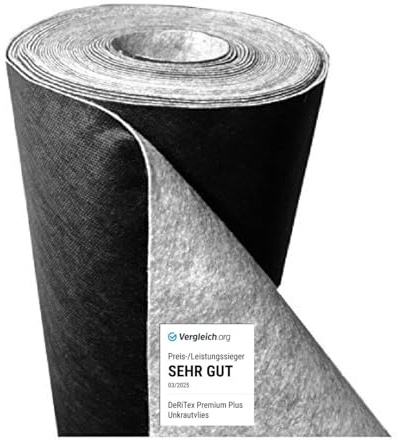 DeRiTex 180g/m² Premium Plus Toile anti-mauvaises herbes 75m² (1 m x 75 m)