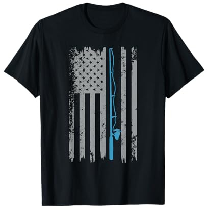 American Flag Fishing Vintage Fisherman T-Shirt Small