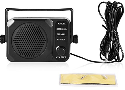 Zerone Mini Portable 3.5mm External Speaker Adjustable Volume for Yaesu/Icom Car Two Way Radio - Black