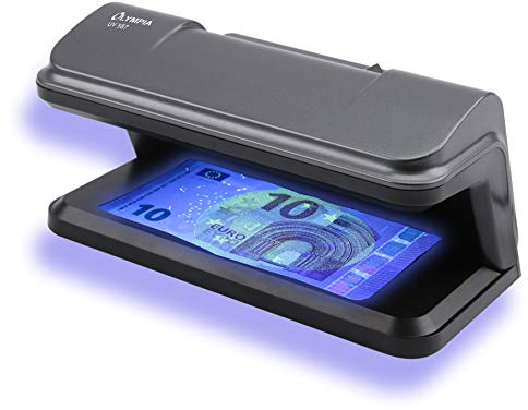 Olympia UV 587 Geldscheinprüfer | 365 nm UV-Licht für Banknotenprüfung | 2 starke UV-LEDs 3W | Falschgeld Prüfer für Scheine | Geldprüfgerät mit USB-Anschluss | Geldscheinprüfgerät | Banknotenprüfer