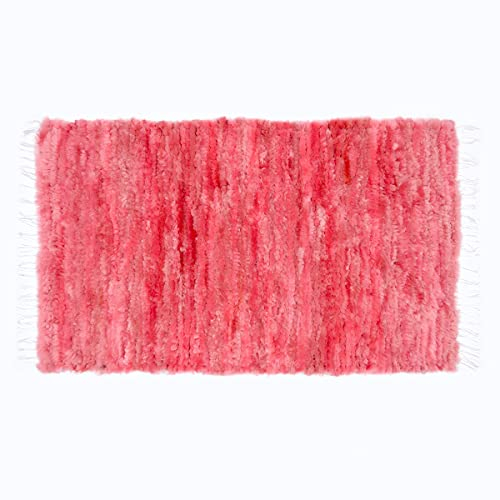 Sheepmania Tapis en peau de mouton véritable 100 x 60 cm – Tapis en fourrure naturelle tanné pour bébé – Fourrure pour chaises en rose