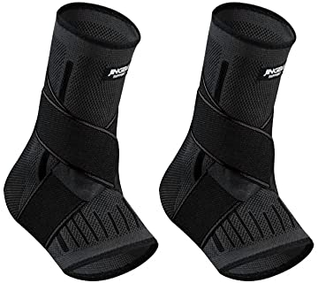 LQSCJS 1 Paar Knöchelbandage für Damen Herren, Einstellbar Sprunggelenkbandage, Fußbandage, Bandage Sprunggelenk, Fußgelenkbandage für Sport, Gelenkschmerzen (Schwarz, L)