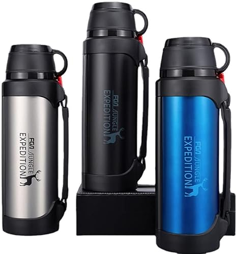 BOMEETSIA Termo De Gran Capacidad para Exteriores, Hervidor De Agua Portátil para Automóvil, Termo Portátil para Acampar, Negro 1900 Ml