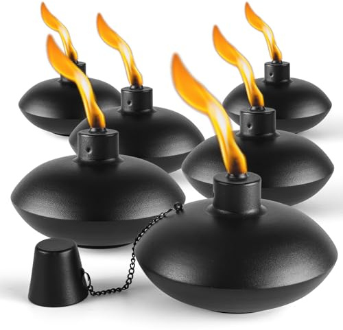 ZSZMFH Paquete de 6 linternas de mesa de metal, 18 onzas de citronela para exteriores, linterna recargable de citronela con mechas y cubiertas, linternas de paisaje para fiestas, decoración de jardín,