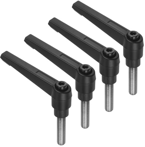 QUARKZMAN 4 Piezas de Manijas de Palanca de Sujeción, M8 x 30mm, Espárrago Roscado Macho de Acero Inoxidable 304, Manijas Ajustables con Botón de Liberación Rápida, Negro