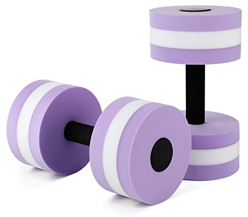 2Pcs Water Foam Dumbbell, Aquatic Dumbbells Exercise Water Dumbbells Pool Dumbbells, EVA Water Aerobic Exercise Foam Dumbbells, Aquatic Aerobics Foam Dumbbell Equipment Fitness Tools(Purple)