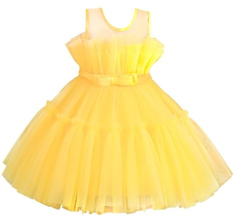 Lito Angels Baby Girls Tulle Flower Girl Dress, Yellow, Age 12-24 Months