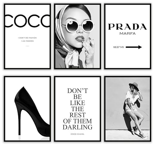 MilkAndCoffeeLab® Set 6 Poster Fashion, Immagini Glamour, stampe artistiche, marchi di moda, decorazioni per pareti casa, soggiorno, camera. Senza cornice. (Mood Glamour Lifestyle, A4 cm 21x29,7)