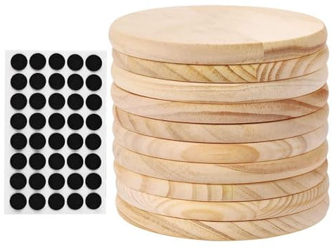 Sottobicchieri in legno da 10 pezzi, tappetini antiscivolo da 40 pezzi, sottobicchieri rotondi in legno, sottobicchieri rotondi vuoti, sottobicchieri artigianali