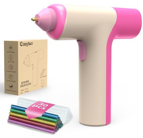 Cordless Hot Glue Gun, Auto Dispensing 15s Heating Fast Craft Glue Gun with 30 Pc Premium Mini Glue Stick, Automatic-Safety-Power-Off, Type-C Rechargeable Glue Gun for DIY Crafts, School, Home Repairs