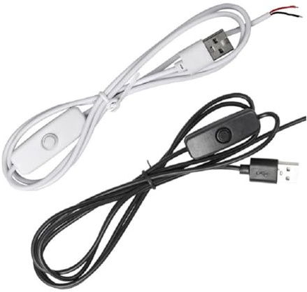 Marran Paquet de 2 Câbles D'Extension USB avec Interrupteur Marche/Arrêt, Connecteur de à 2 Broches, Cordon d'alimentation à Bascule pour Bande Lumineuse LED