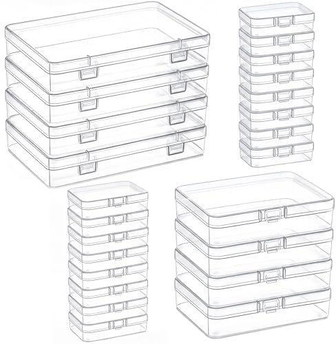 Forever bene 24 Stück Aufbewahrungsbox Klein mit Deckel (4 Größen) - Transparente Sortierbox für Diamond Painting Zubehör, Perlen, 10x15 Fotos und Kleinteile, Bastel Organizer Kunststoff