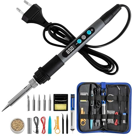 Cecotec Soldador de Precisión con 100W de Potencia PrecissionSoldier 650 Vision Full, Pantalla Digital Integrada para Control de Temperatura, Alcanza 650ºC, Maletín y Set de Accesorios Completo