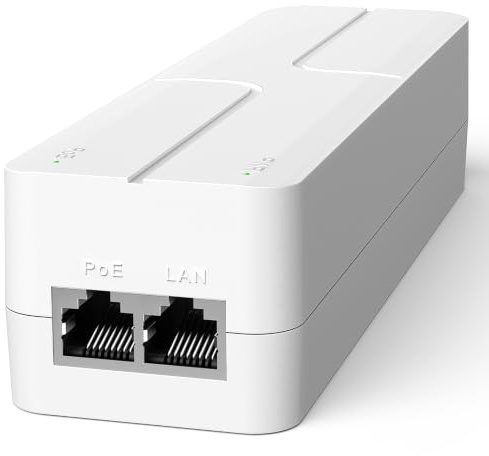 YuanLey 2,5G 90 W PoE-injektor, PoE+-injektor som konverterar en icke-PoE-port till PoE+, 55 V IEEE 802.3af/at/BT, Ethernet-adapter 10/100/1000/2 500 MB/s, plug and play