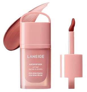 LANEIGE JuicePop Box Lip Tint: Long-Lasting Hydrating Lightweight Tint, Buildable Juicy Color & Nourishing Shine, K-Beauty Lip Essential for Long-Lasting Comfort, Pop-Star Peach