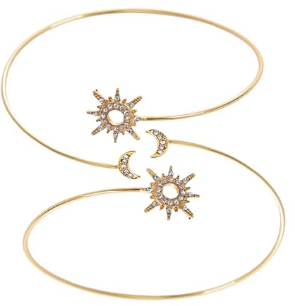 NUSITOU Bracciali da Braccio Stile Elegante Superiori 2 Pezzi da Donna in Lega Oro Cristalli Regolabili e Natale per Uso Quotidiano