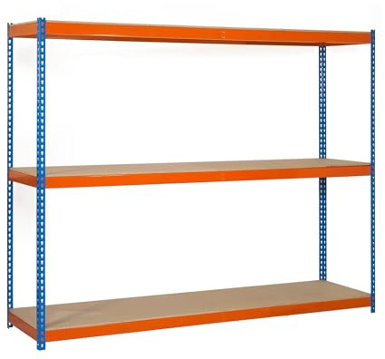 Simon Rack SimonTaller Étagère industrielle 1500 x 1 200 x 750 mm 400 kg de point flexible 3 étagères en bois Bleu/orange