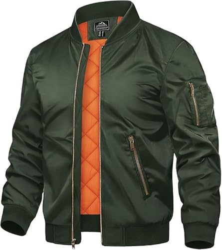 TACVASEN Mens Bomber Jacket Winter Warm Coat Windproof Warm Lined Jackets