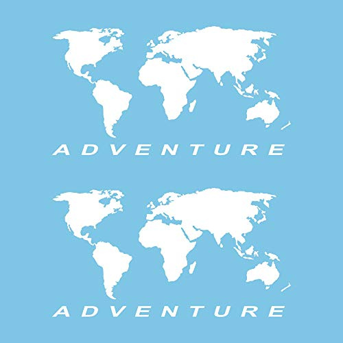 Autodomy World Map Sticker Planisphere Motorcycle Suitcases 2 Units | Adventure Motorcycle Stickers Off Road Sport Trail 4x4 for Car or Motorcycle (White)