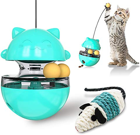 feihao Katzenspielzeug, Interaktives Spielzeug für Katzen, Futterball für Hunde und Katzen Tumbler Haustierfutter für Langsam Fütterung Training Nahrungsuche
