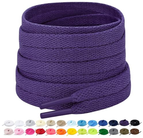 Stepace 2 par platt skosnören för sneakers 60 cm – 200 cm längd 18 färg skosnören lila 140