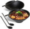 HEFTMAN Juego de 2 cuencos de ramen japonés - elegantes cuencos de ramen de 1000 ml, aptos para lavavajillas, juego de cuencos de fideos de plástico duradero - Con cucharas y palillos a juego (negro)
