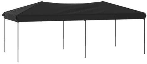 vidaXL Partyzelt Festzelt Camping Pavillon Faltpavillon Gartenzelt Grillzelt Terrasse Gartenpavillon Stahlrahmen Faltbar Schwarz 3x6m