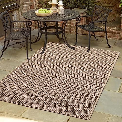 Teppich-Traum In- und Outdoor-Teppich Rautenmuster robust modern Terrasse Balkon Garten wetterfest Jute-Look 200 x 290 cm