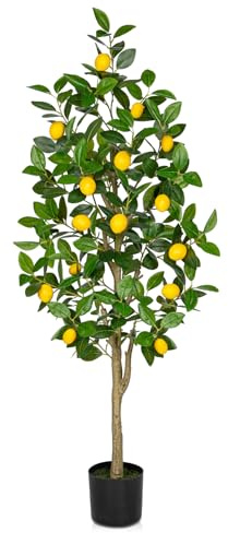 Oairse Limonero Artificial Grande 120 cm - Planta en Maceta para Interior y Exterior - Árbol de Limón para Decoración Moderna de Cuarto de Baño y Salón