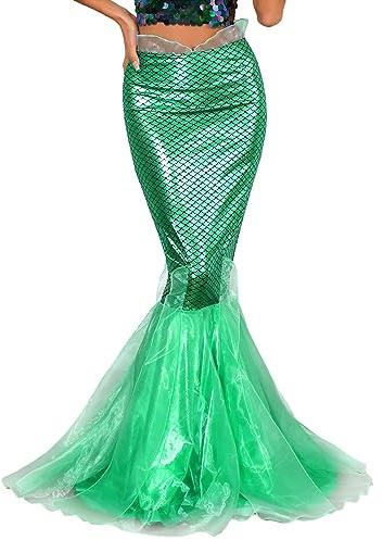 YiZYiF Dam sjöjungfru kjol paljetter glänsande långa kjolar maxikjol cosplay tillbehör kväll festklänning storlek S-4XL