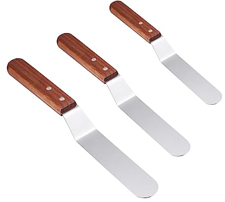 BESTonZON 3pezzi Spatole Acciaio Inossidabile Con Manico Legno Per Decorazione Torte Utensili Da Cucina Per e Dolci Per Amanti Della
