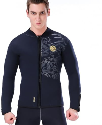 Top Muta in Neoprene da 5Mm per Uomini e Donne, Giacca da Immersione in Neoprene Ultra Elastico e Calda, Giacca Muta a Maniche Lunghe per L'Acqua Fredda, Lo Snorkeling E Il Surf,XXL