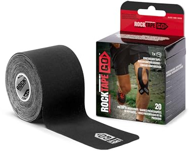 RockTape Go Extra-Sticky Adhesive Pre-Cut Kinesiology Tape (Black)