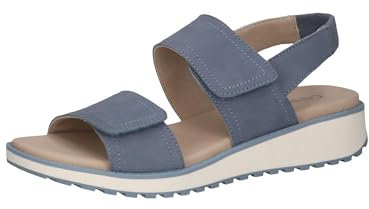 CAPRICE Damen Sandalen flach aus Leder Bequem, Blau (Lt.Blue Suede), 41 EU