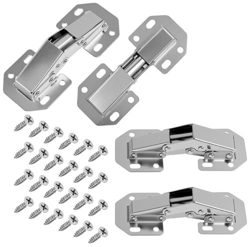 4 Stück Scharniere für Schranktüren, 104×44 mm Schrankscharnier mit 32 Schrauben, Schrank Möbelscharniere, Aufschraubscharniere 90 Grad, Türscharniere für Küchenschrank Schranktüren