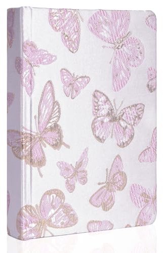TIEFOSSI Journal en tissu brodé A5 pour femmes et hommes, journaux à lignes collégiales pour l'écriture, cahiers à couverture rigide papillon pour le travail, les affaires, la maison, l'école