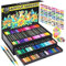 Lyuvie 132 Colours Acrylic Paint Markers,66 Pack Acrylic Paint Brush Tip Pens for Rock Fabric Stone Wood Glass Plastic Paper