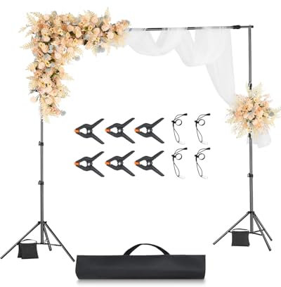 VEVOR Backdrop Stand, 8.5 x 10 ft Adjustable Photo Backdrop Stand Kit, Portable Background with 2 Tripods, Heavy Duty Projector Screen , for Wedding, Photo Video Studio & Party