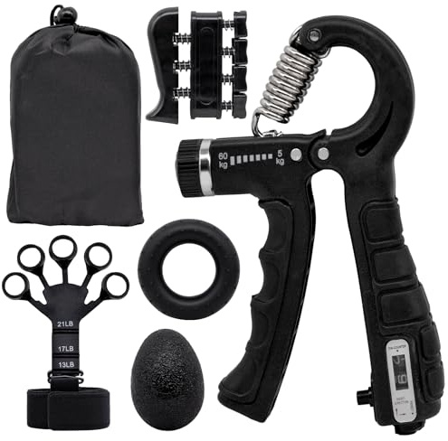 EntraîNeur pour Les Mains Entraîneur pour Les Doigts (5 PièCes), Grip Trainer Réglable, Entraîneur pour Les Avant-Bras Entraîneur Pour Les Doigts, Extenseur Pour Les Doigts, Anneau D'Entraînement