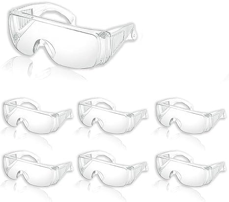 Fokroin 6 Stück Schutzbrille, Schutzbrille für Kinder, Schutzbrillen, Transparent Augenschutzbrille, Arbeitsschutzbrille für Brillenträger, UV-Schutz, Anti-Kratzer, Komfortabel und Sicher