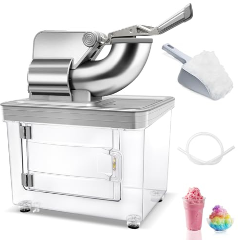 Commercial Ice Crusher 480lbs/hr, 350W Electric Ice Shaver Snow Cone Machine with Dual Blades, 40L Large Storage Bin, Stainless Steel Shaved Ice Machine for Home