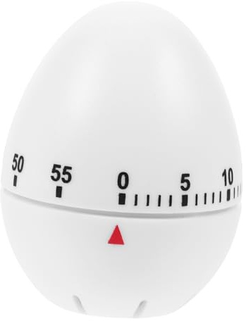 VOSAREA Egg Shape Mechanical Rotate Timer White Kitchen Countdown Timer Manual Cooking for Home and Classroom Activities for Baking Frying